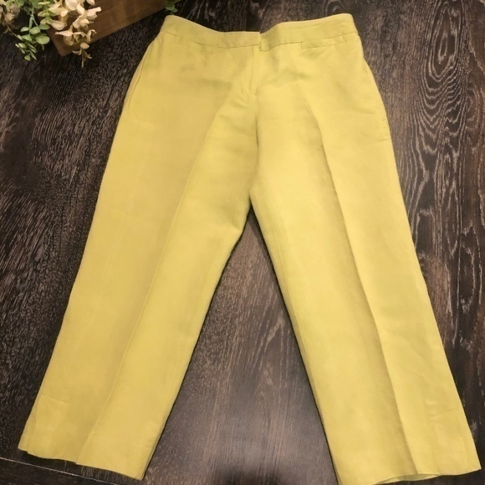 Lime Linen Capris